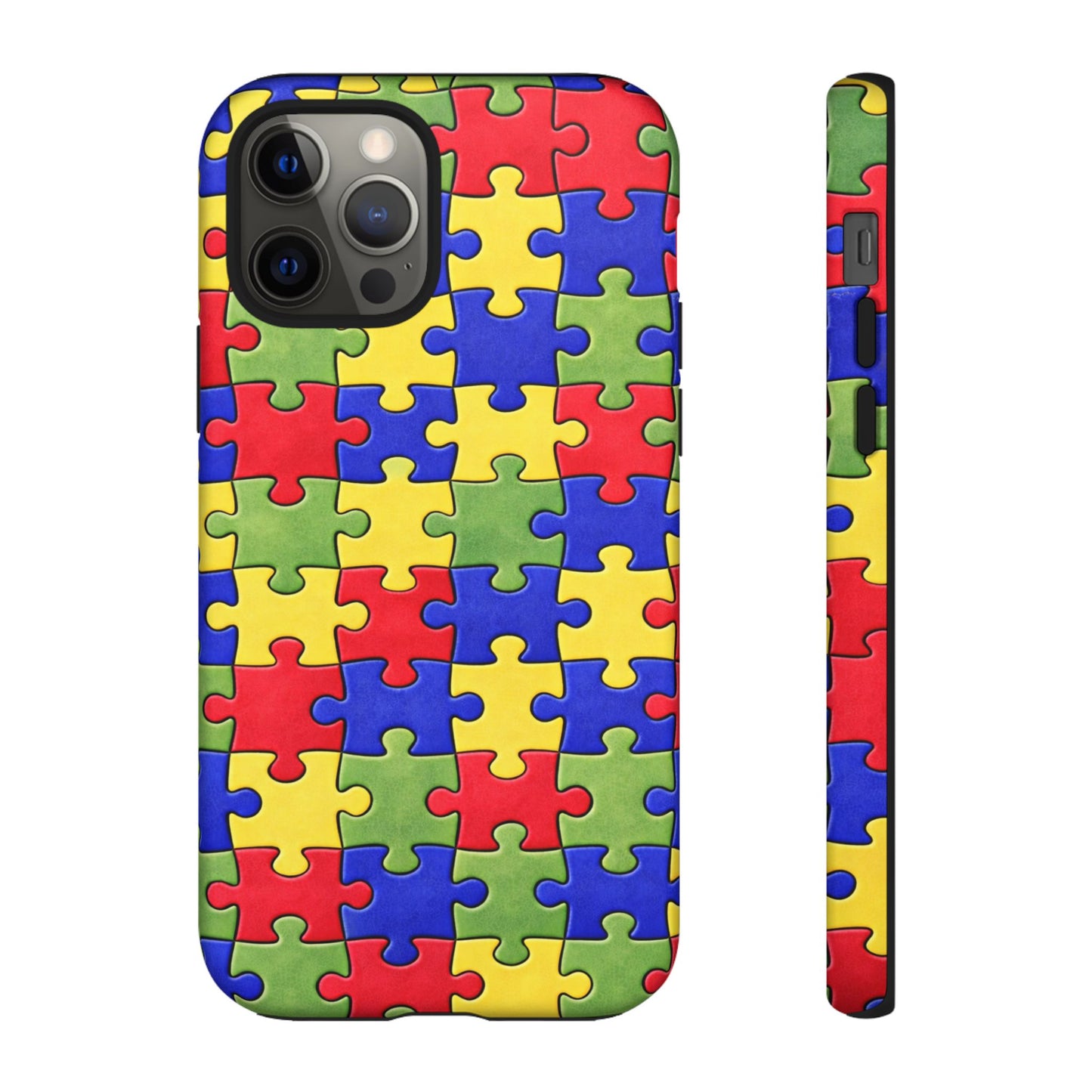 Colorful Puzzle Phone Case, Autism Awareness Jigsaw Design, Tough Protective Case, iPhone & Samsung Case, Vibrant Puzzle Pattern