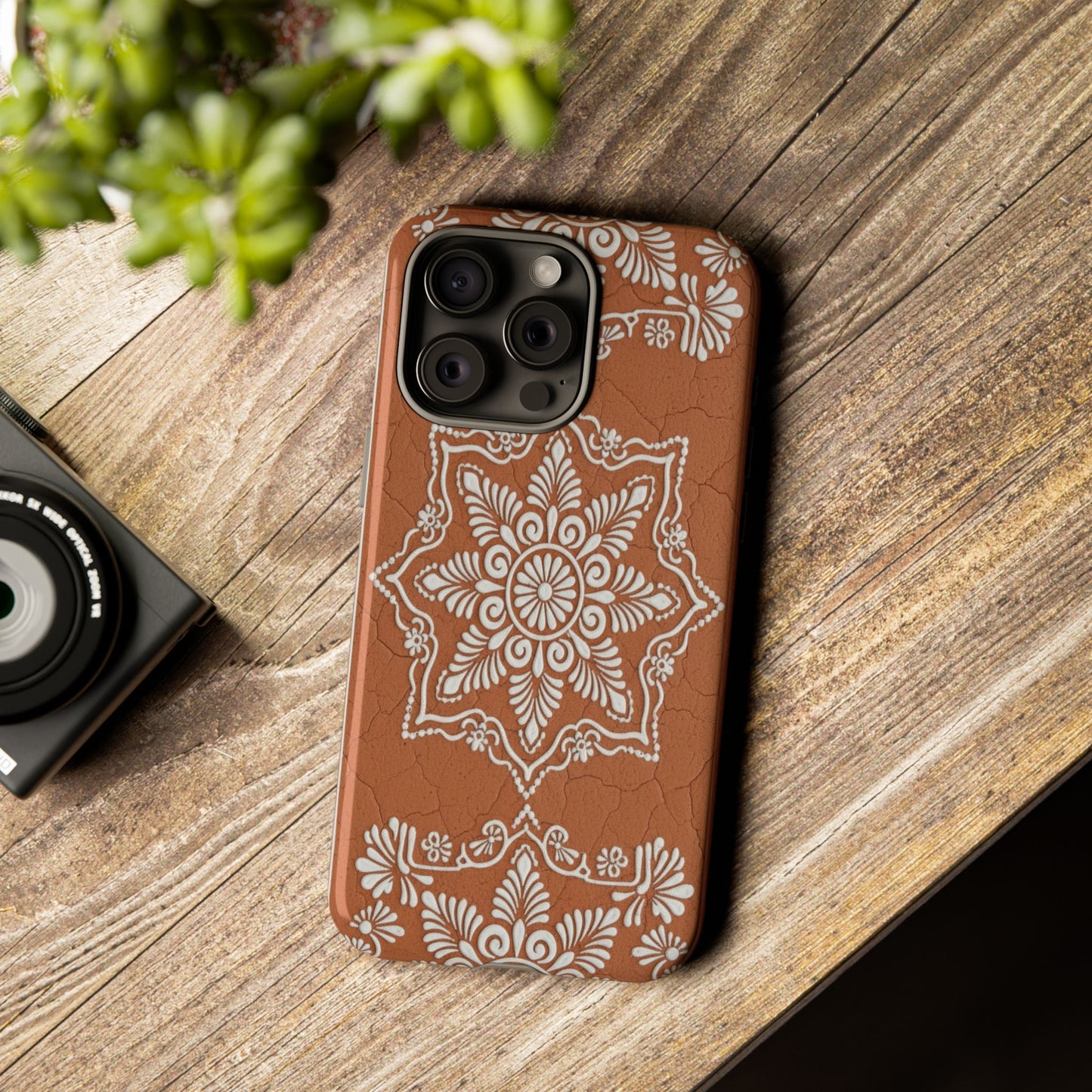 Talavera Terracotta Phone Case | Mexican Floral Pattern iPhone & Samsung Tough Case | Boho Clay Aesthetic Cover
