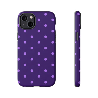 Purple Polka Dot Tough Phone Case – Cute Stylish Durable Protective Cover for Iphone, Samsung Galaxy and Pixel
