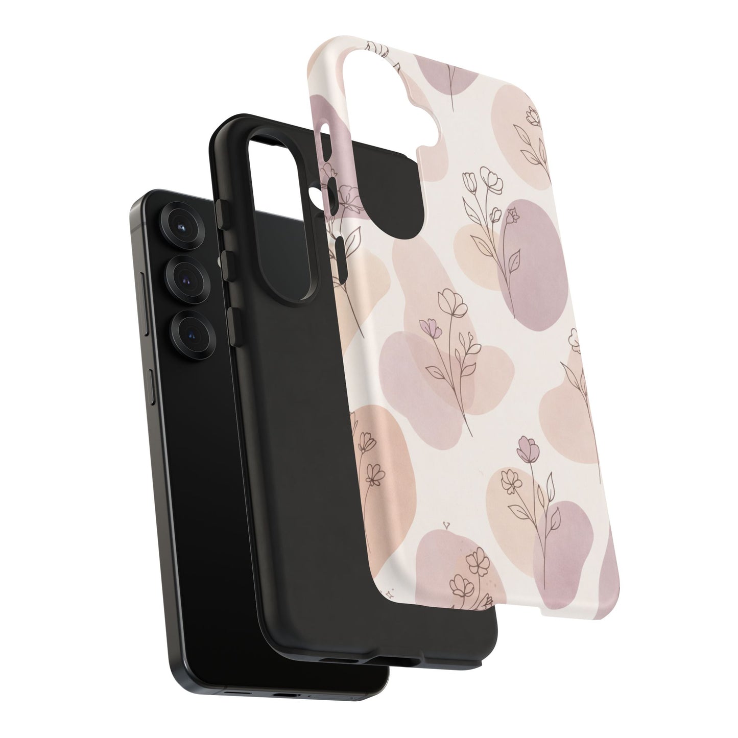 Blush Floral Phone Case Neutral Botanical Watercolor Tough Cover