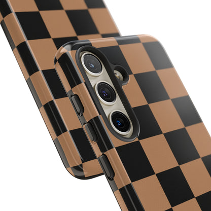 Brown Checkerboard Phone Case | Aesthetic Tough Protective Case