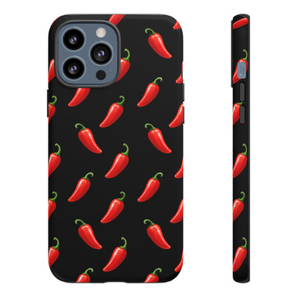 Spicy Chili Pepper Phone Case – Black Cute Hot Pepper Tough Cover for Iphone, Samsung Galaxy and Pixel