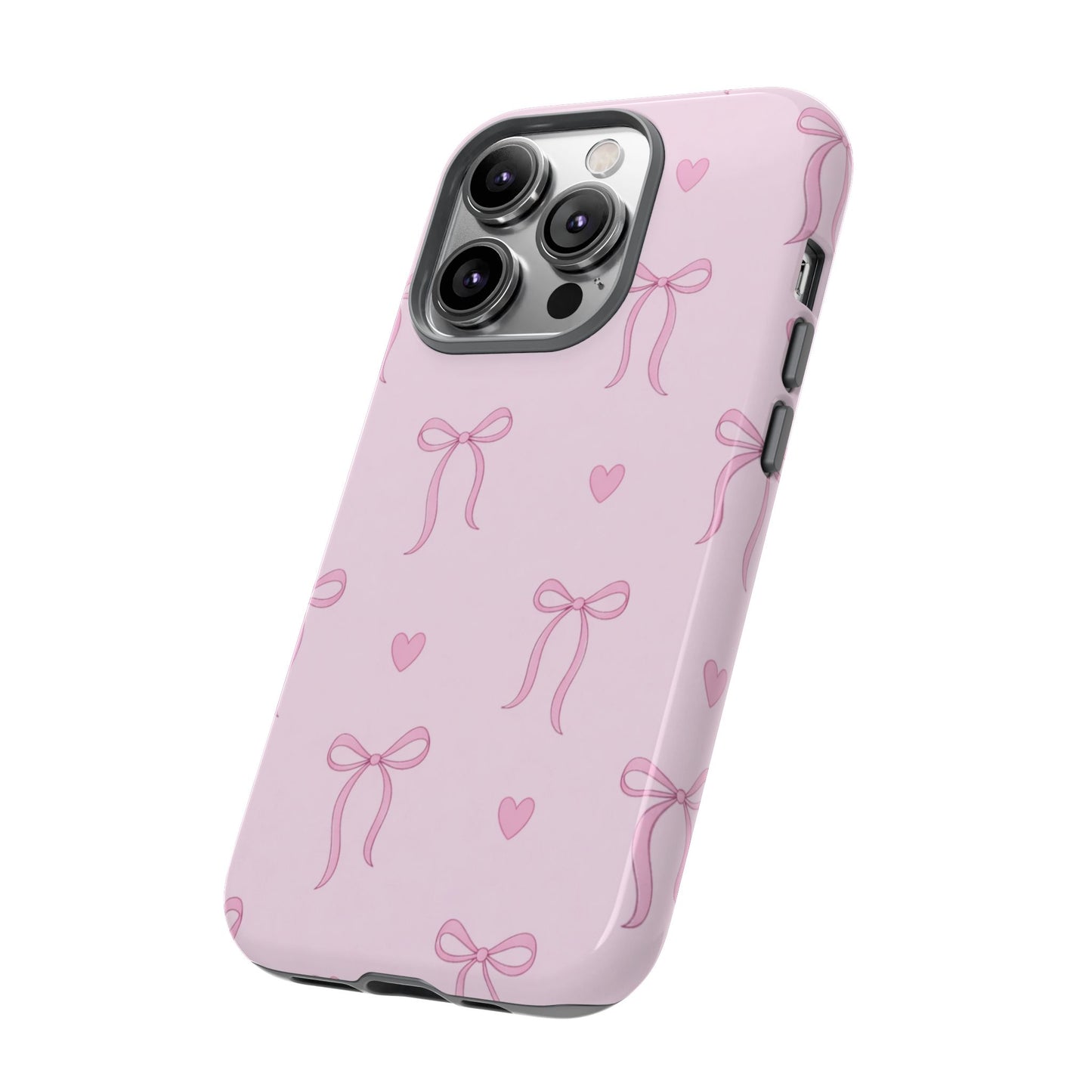 Pink Bow Heart Aesthetic Phone Case – Coquette Cute Tough Cover