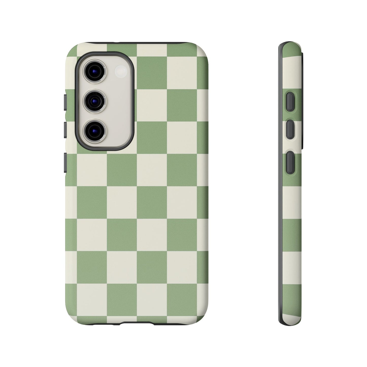 Sage Green Checkerboard Phone Case | Minimal Aesthetic Tough Case