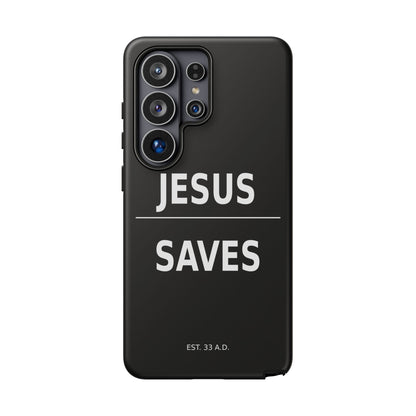 Jesus Saves Phone Case Christian Religious Minimalist Black Tough Cover