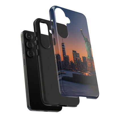 Statue of Liberty Sunset Phone Case – New York City Skyline Travel Aesthetic Tough Case
