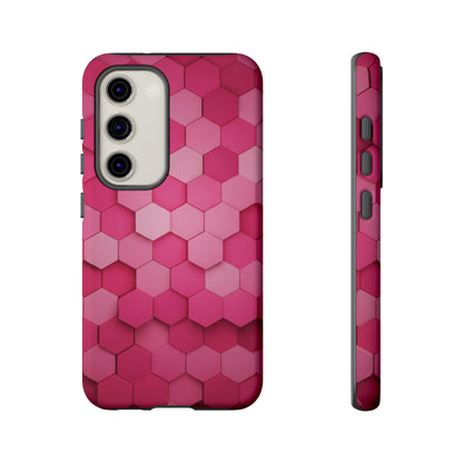 Hot Pink Hexagon Phone Case | Honeycomb Geometric Aesthetic | Cute Pink iPhone & Samsung Tough Protective Case