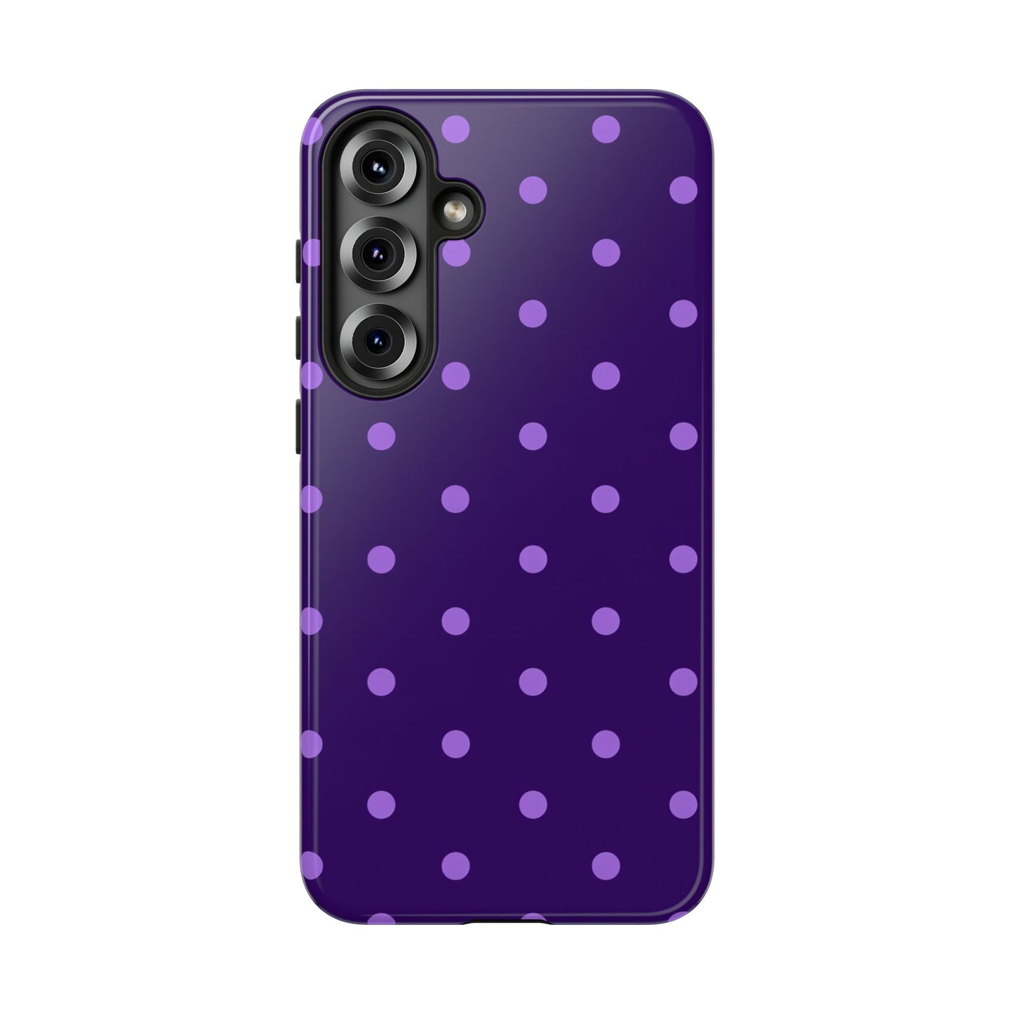 Purple Polka Dot Tough Phone Case – Cute Stylish Durable Protective Cover for Iphone, Samsung Galaxy and Pixel