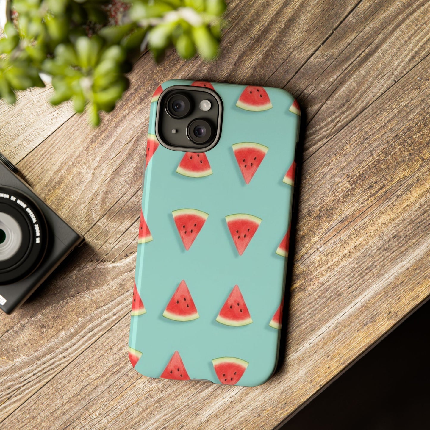 Watermelon Phone Case – Pastel Blue Summer Fruit Tough Case (iPhone, Samsung, Pixel)