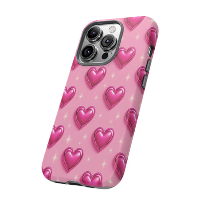 Pink Heart Pattern Phone Case | Tough Protective Case for Iphone, Samsung Galaxy and Pixel