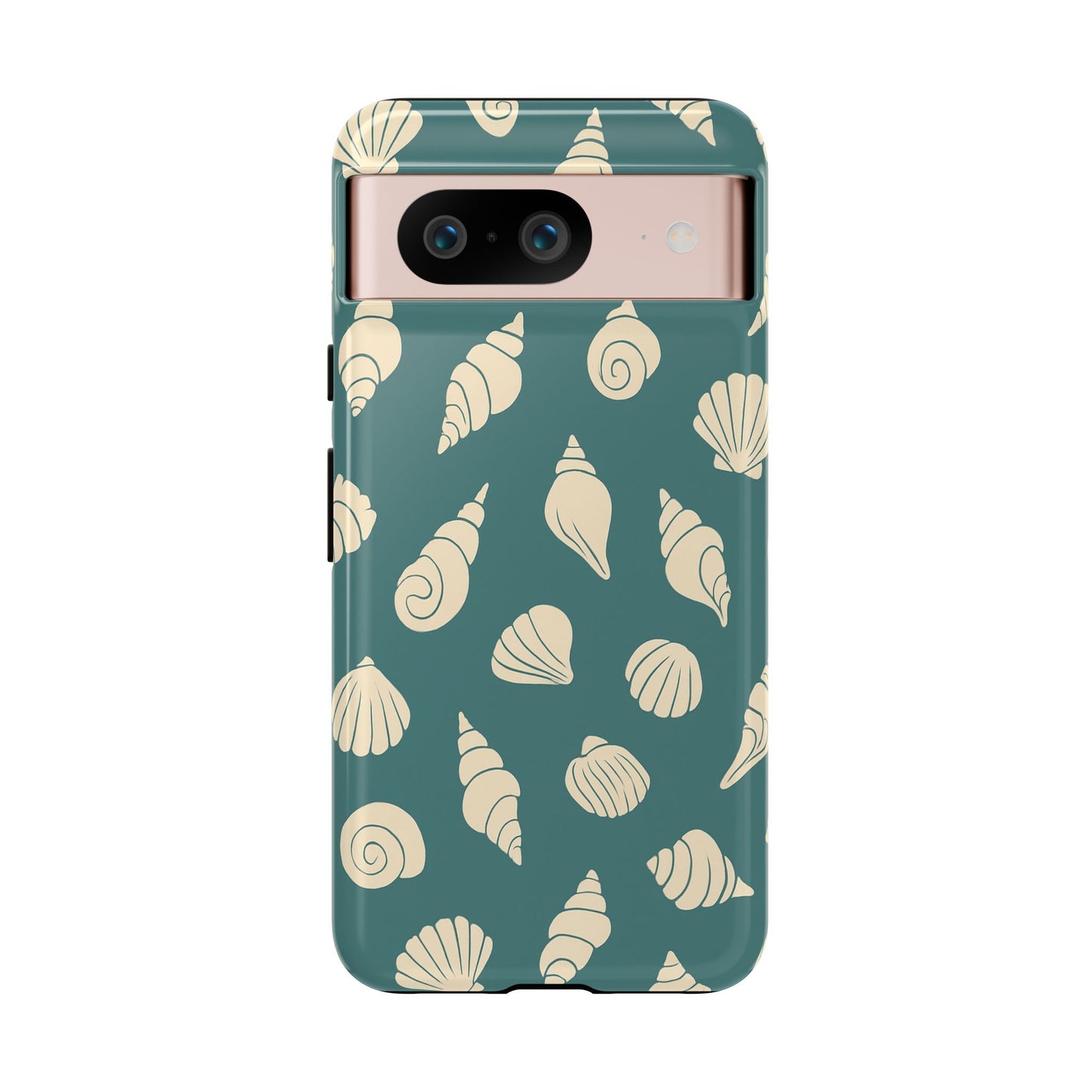 Seashell Pattern Phone Case | Teal Coastal Shells Tough Case for Iphone, Samsung Galaxy and Pixel