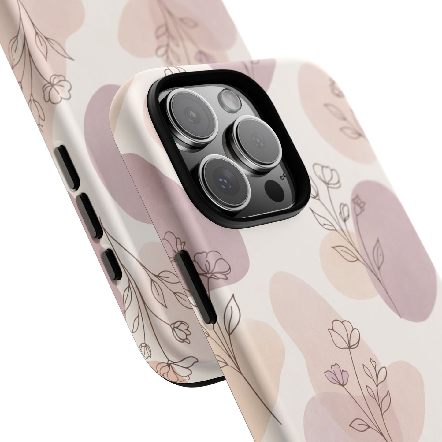 Blush Floral Phone Case Neutral Botanical Watercolor Tough Cover