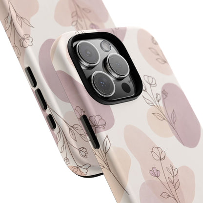 Blush Floral Phone Case Neutral Botanical Watercolor Tough Cover