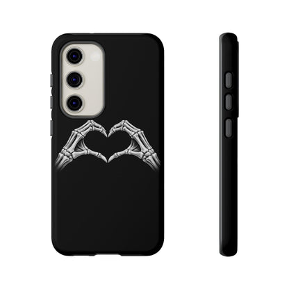 Skeleton Hands Heart Phone Case | Gothic Black Protective Cover