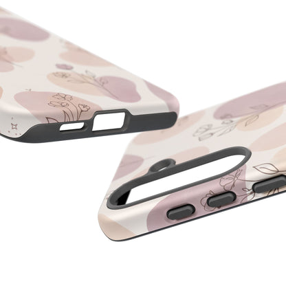 Blush Floral Phone Case Neutral Botanical Watercolor Tough Cover