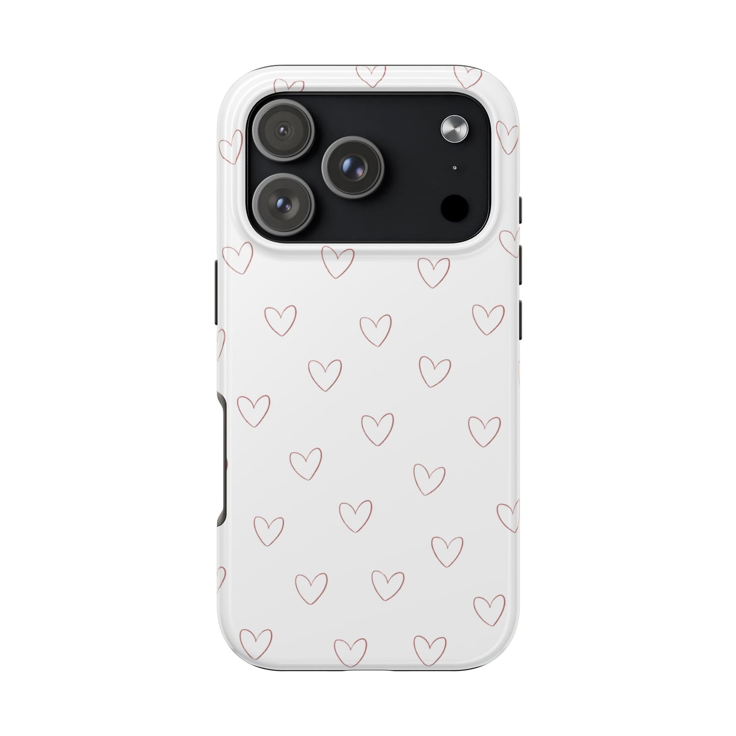Hand-Drawn Hearts Tough Phone Case | Minimal Pink Heart Pattern