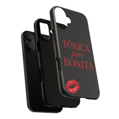Toxica Pero Bonita Phone Case, Latina Quote Case, Red Lips Aesthetic, Spanish Saying Case, Trendy Tough Cover