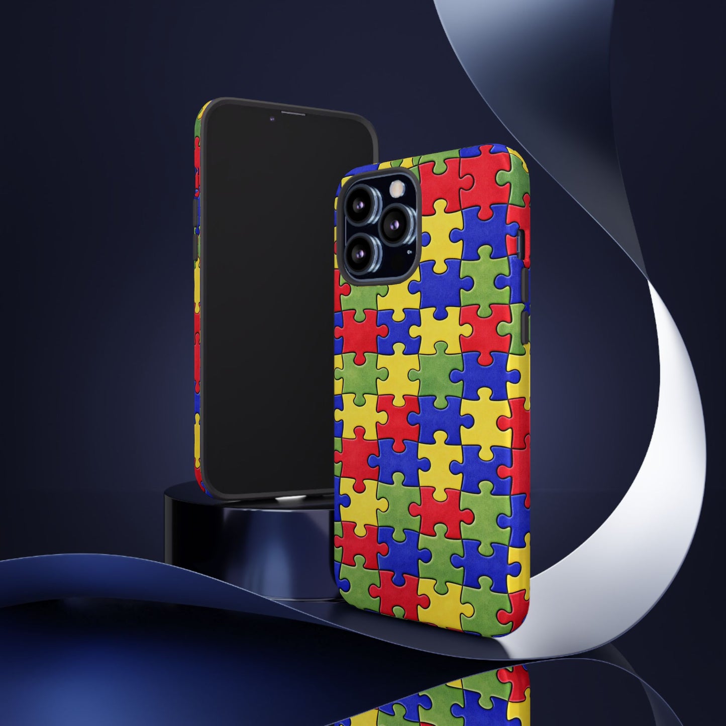 Colorful Puzzle Phone Case, Autism Awareness Jigsaw Design, Tough Protective Case, iPhone & Samsung Case, Vibrant Puzzle Pattern