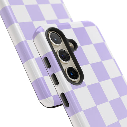 Lavender Checkerboard Phone Case | Pastel Aesthetic Tough Case