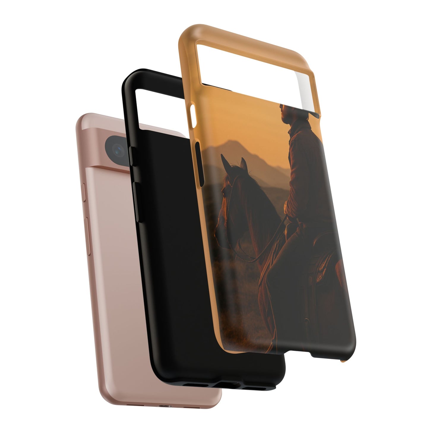 Western Cowboy Sunset Phone Case | Horse Rider Desert Aesthetic Tough Protective Case
