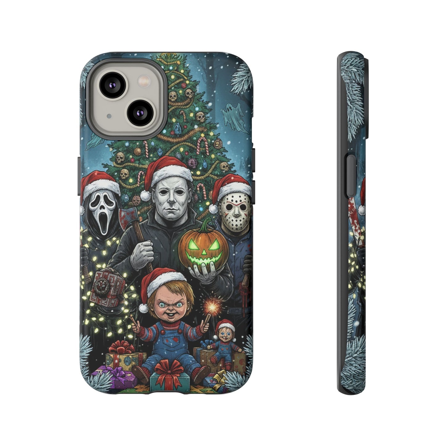 Christmas Horror Phone Case – Festive Slasher Collage Tough Case (iPhone, Samsung, Pixel)