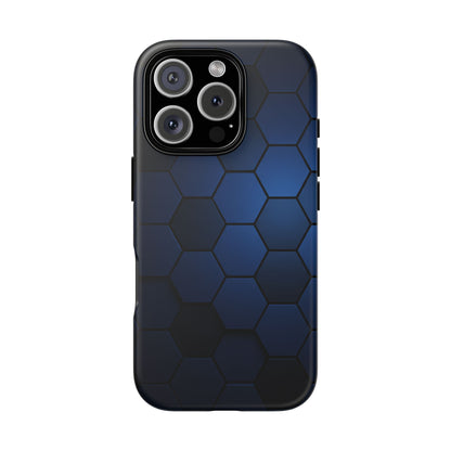 Blue Hexagon Gradient Phone Case | Modern Honeycomb Tough Protective Case