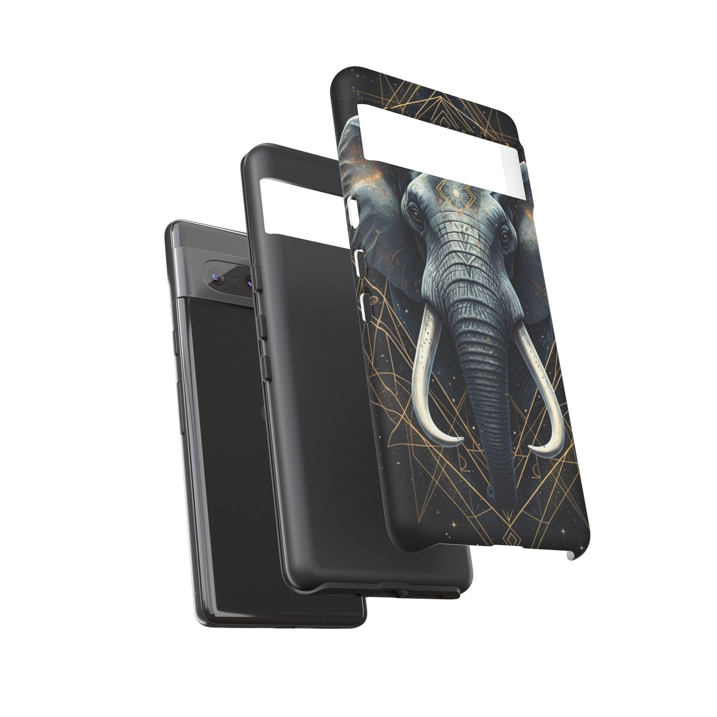 Elephant Mandala Phone Case – Black and Gold Spiritual Elephant Tough Protective Case