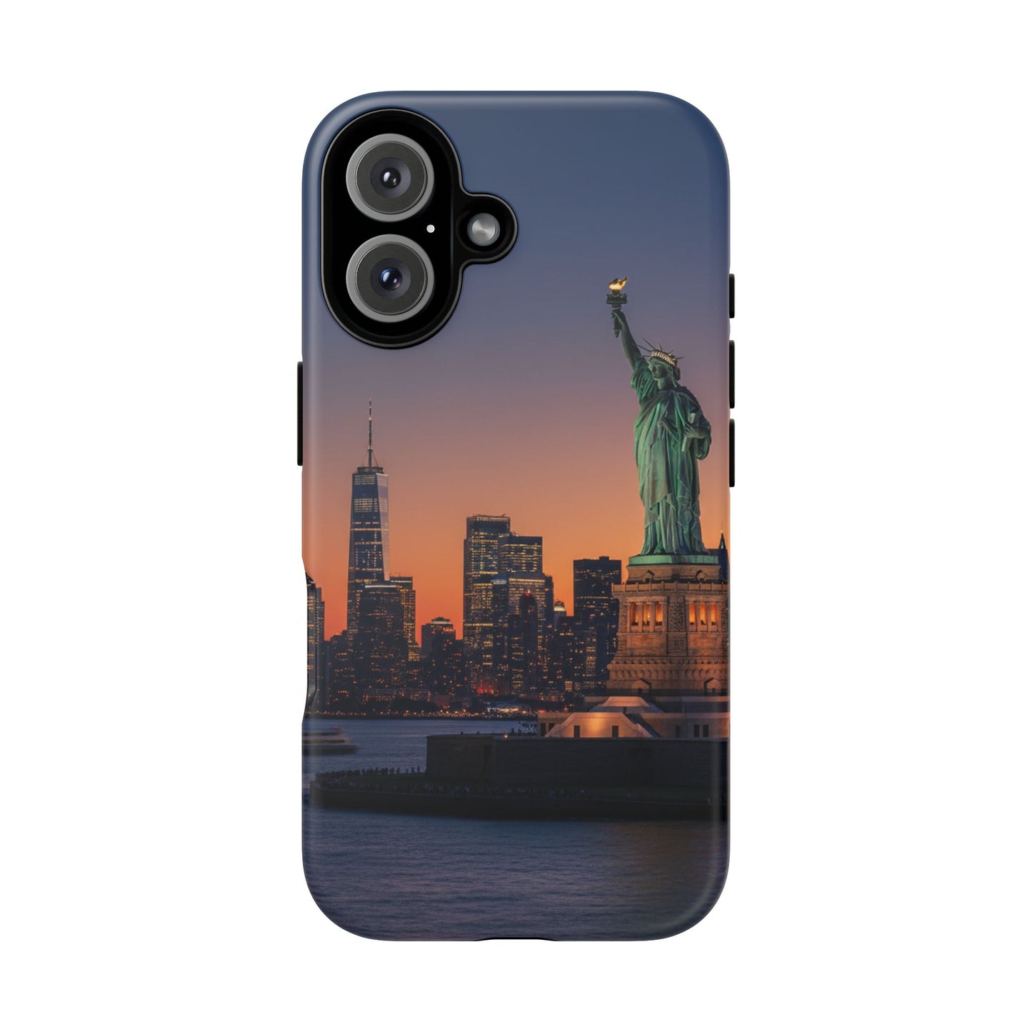 Statue of Liberty Sunset Phone Case – New York City Skyline Travel Aesthetic Tough Case