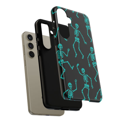 Dancing Teal Skeletons Phone Case | Tough Protective Case for Iphone, Samsung Galaxy and Pixel