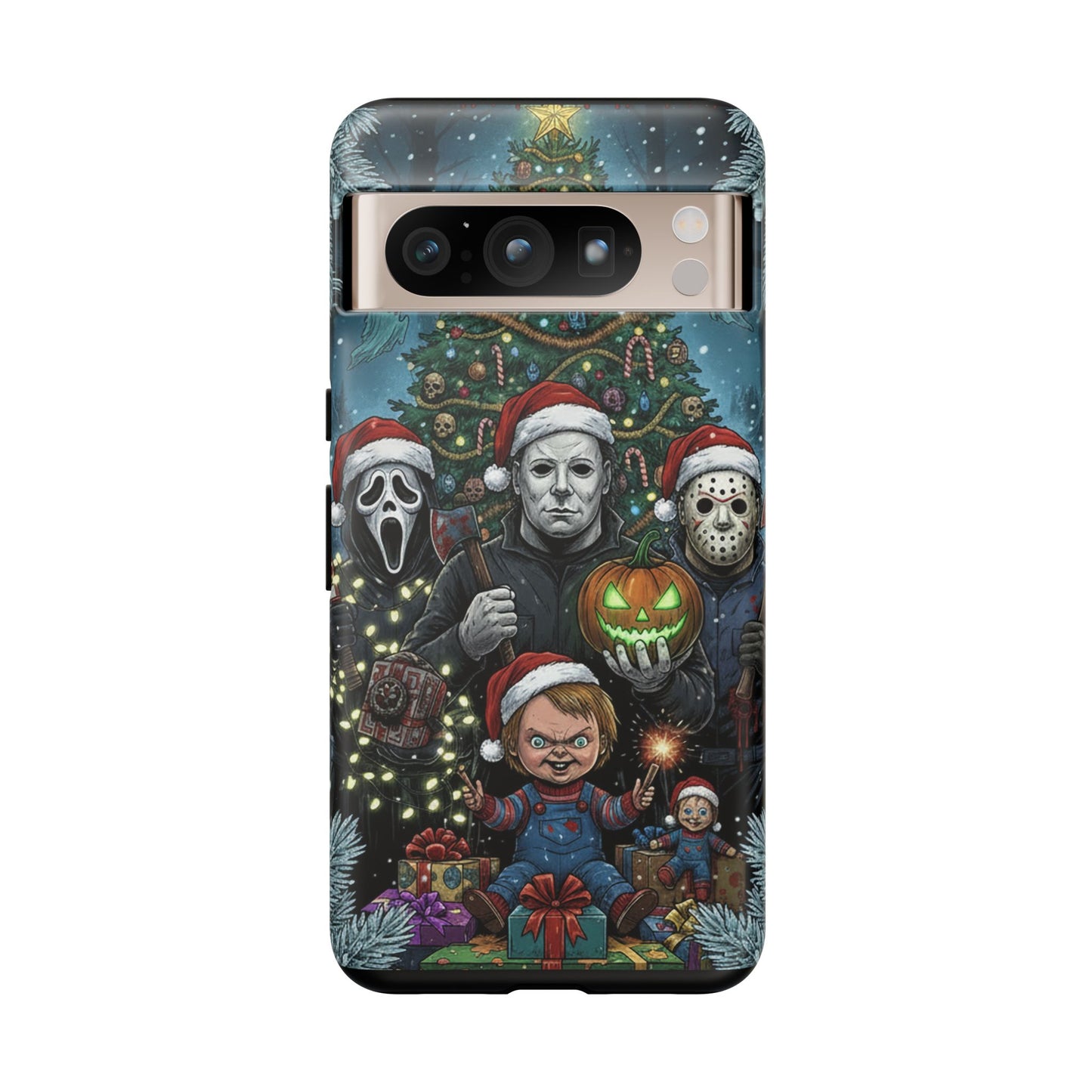 Christmas Horror Phone Case – Festive Slasher Collage Tough Case (iPhone, Samsung, Pixel)