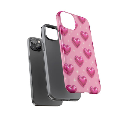 Pink Heart Pattern Phone Case | Tough Protective Case for Iphone, Samsung Galaxy and Pixel