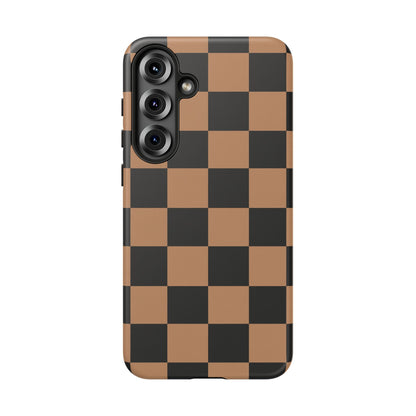 Brown Checkerboard Phone Case | Aesthetic Tough Protective Case