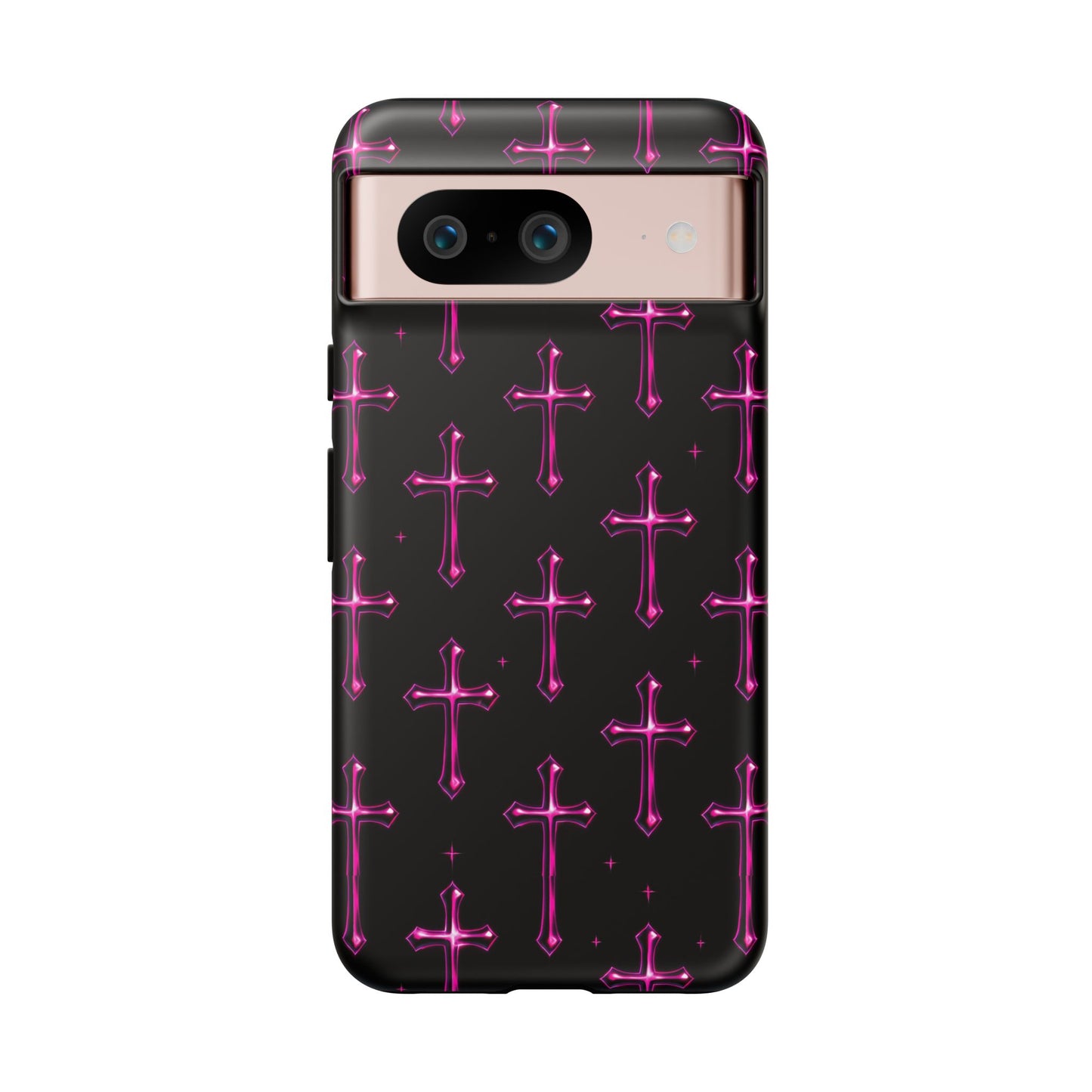 Neon Pink Cross Pattern Phone Case | Tough Protective Case for Iphone, Samsung Galaxy and Pixel
