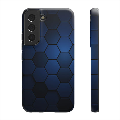 Blue Hexagon Gradient Phone Case | Honeycomb Geometric Tech Aesthetic | Minimalist Tough Case for iPhone & Samsung