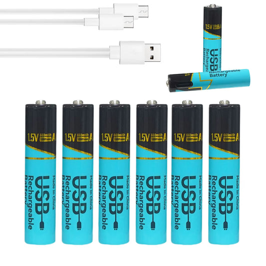 Lot 660Mwh/2200Mwh 1.5V AA AAA Rechargeable Lithium Batteries USB Type-C Fast Charge Battery