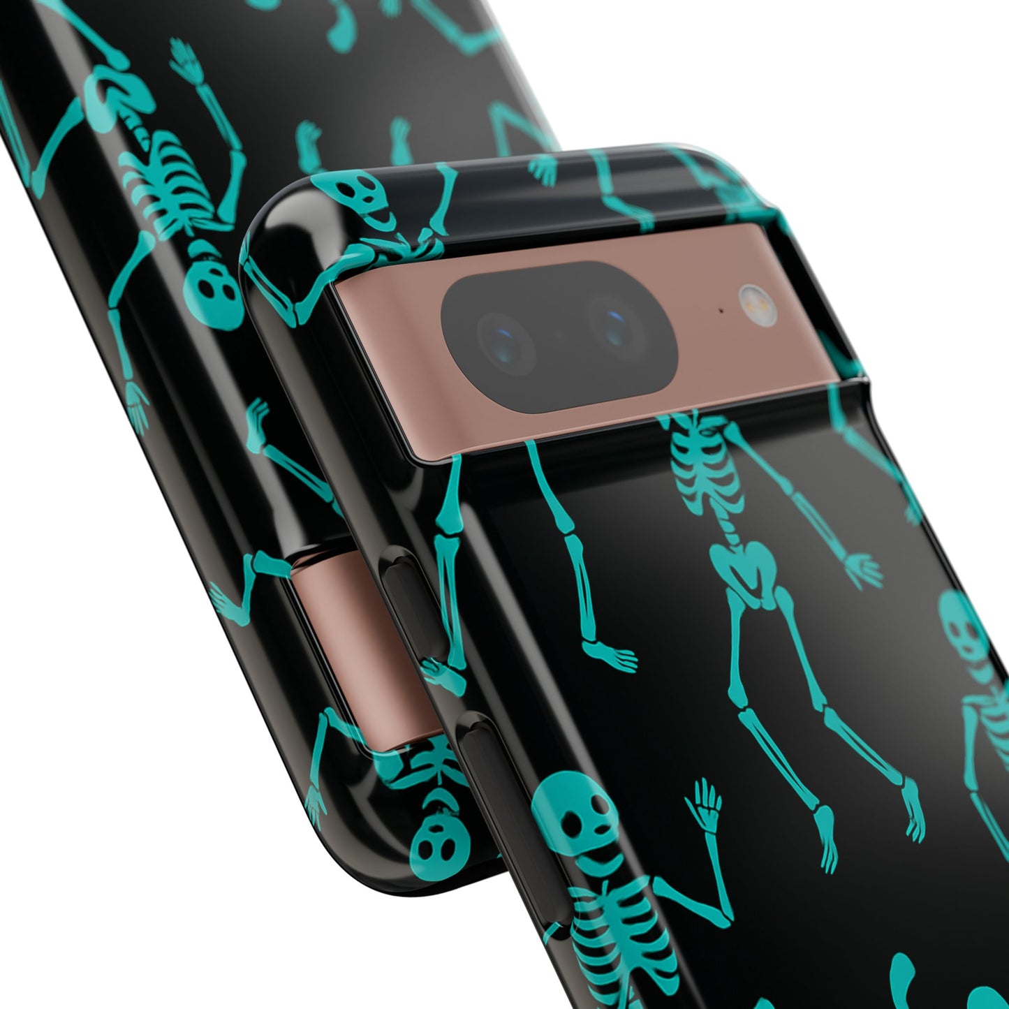 Dancing Teal Skeletons Phone Case | Tough Protective Case for Iphone, Samsung Galaxy and Pixel
