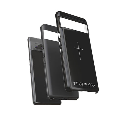 Trust in God Phone Case Minimal Cross Christian Black Tough Cover