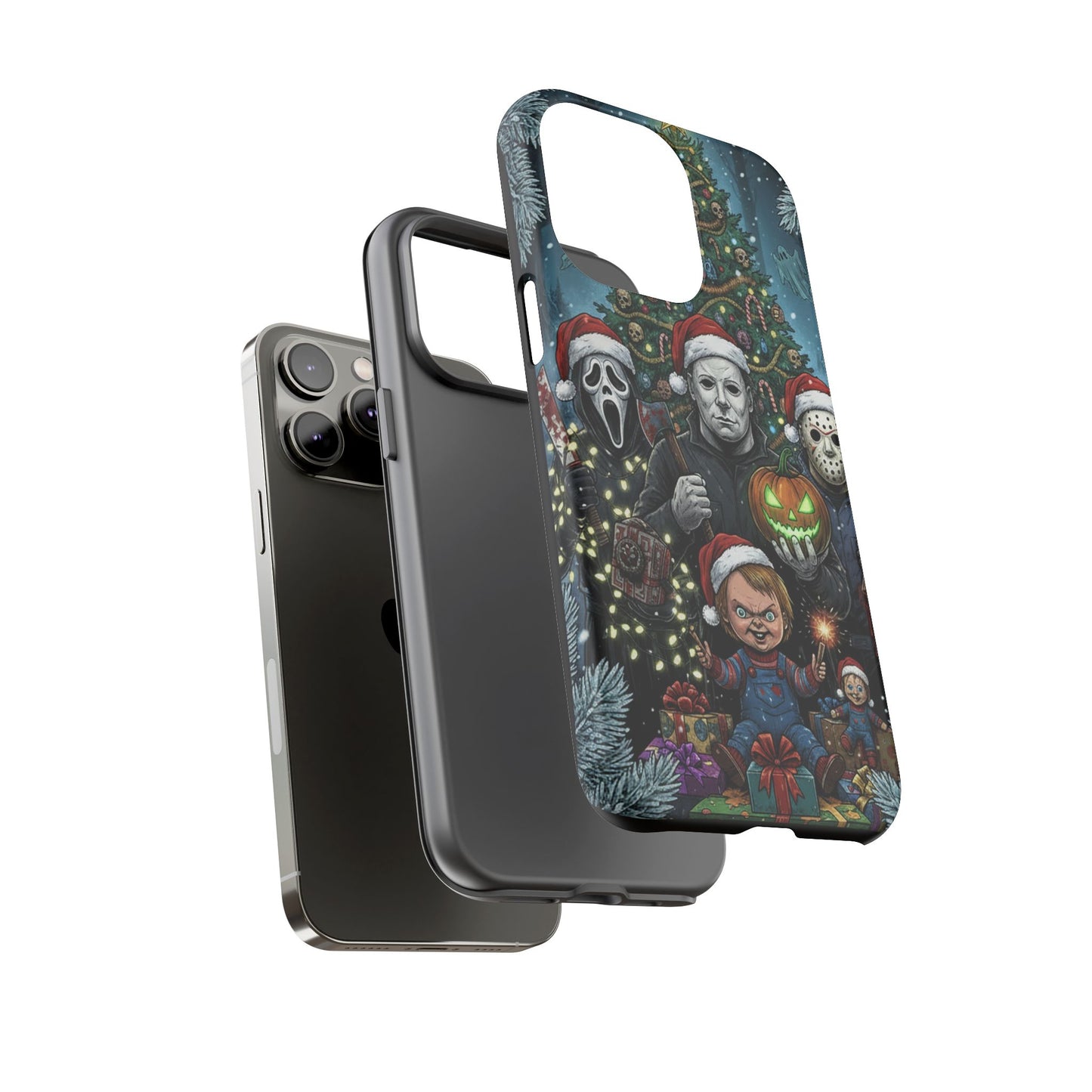 Christmas Horror Phone Case – Festive Slasher Collage Tough Case (iPhone, Samsung, Pixel)