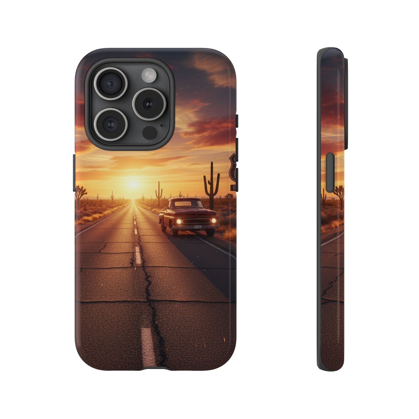 Route 66 Sunset Desert Highway Phone Case – Road Trip Travel Aesthetic Tough Case