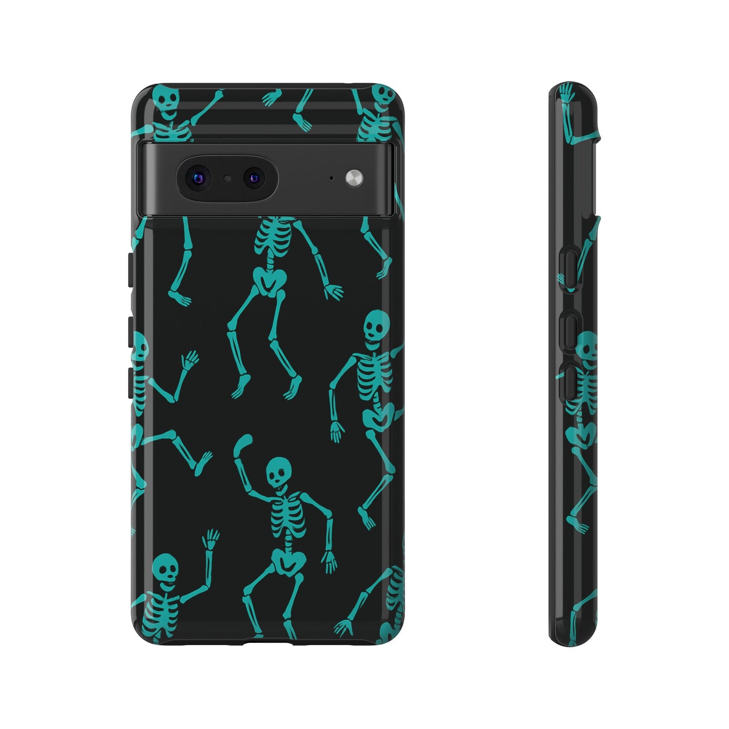 Dancing Teal Skeletons Phone Case | Tough Protective Case for Iphone, Samsung Galaxy and Pixel
