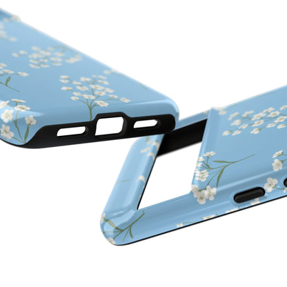 Baby’s Breath Floral Phone Case – Blue Minimal Flower Aesthetic Tough Case