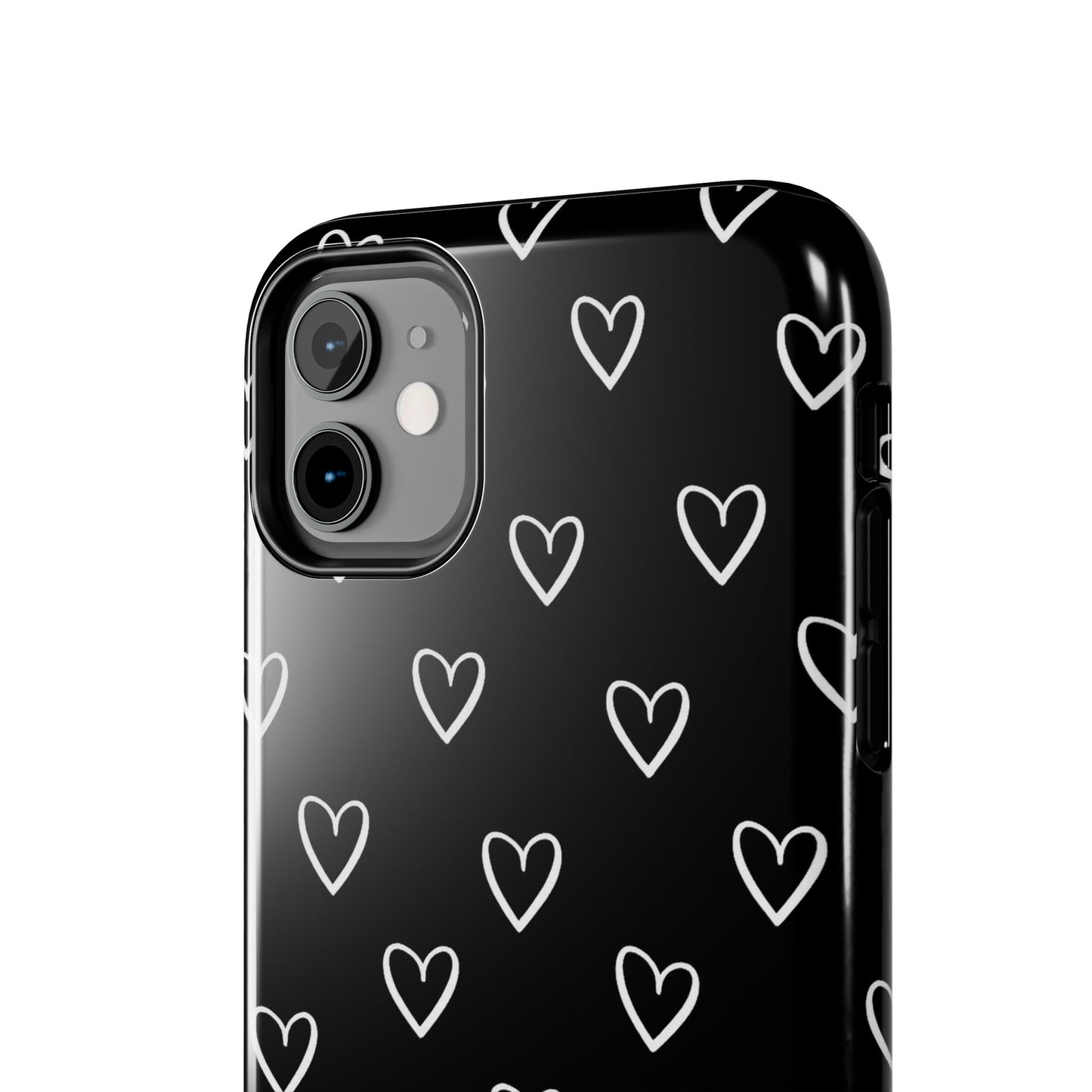 Doodle Heart Phone Case – Minimal Black & White Heart Pattern | Tough Protective Case