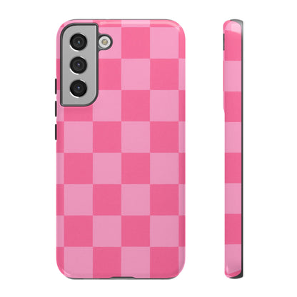 Pink Checkerboard Phone Case – Cute Aesthetic Tough Case for iPhone & Samsung