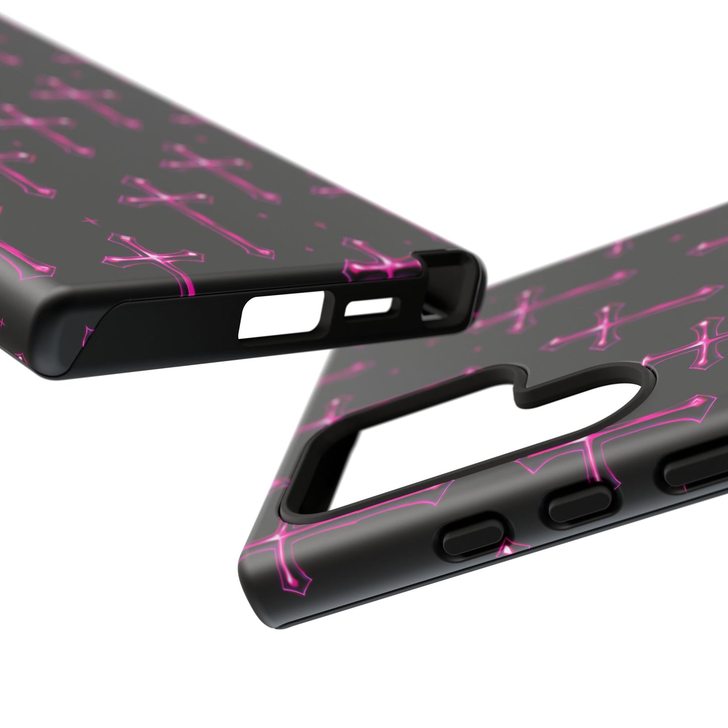 Neon Pink Cross Pattern Phone Case | Tough Protective Case for Iphone, Samsung Galaxy and Pixel