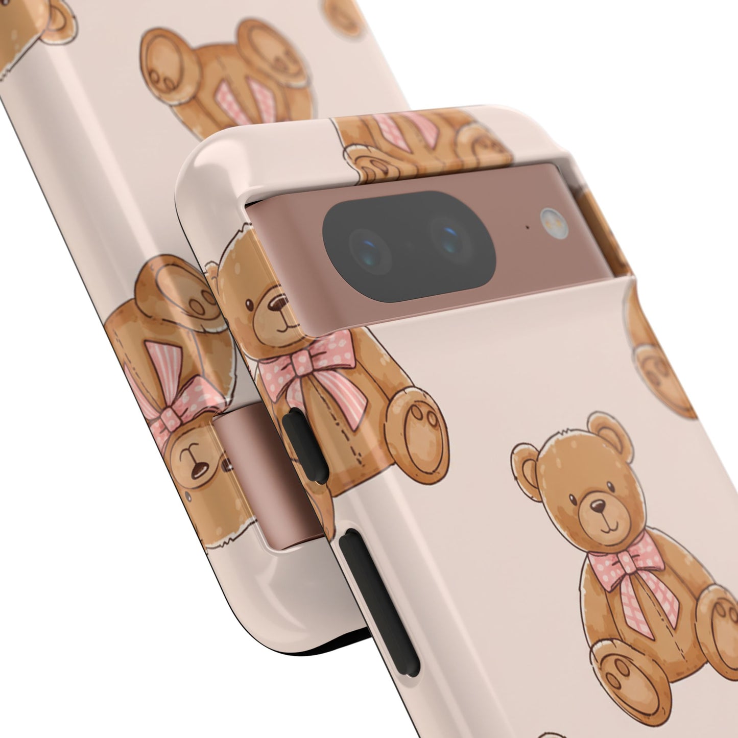 Teddy Bear Phone Case | Cute Coquette Aesthetic Pink Bear Pattern Case | Kawaii Soft Girl iPhone & Samsung Tough Protective Case