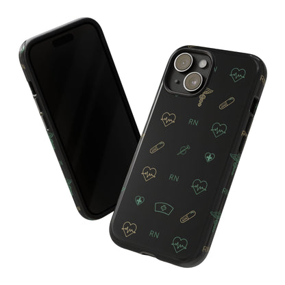 RN Nurse Phone Case – Minimal Medical Icon Pattern Healthcare Worker Tough Case