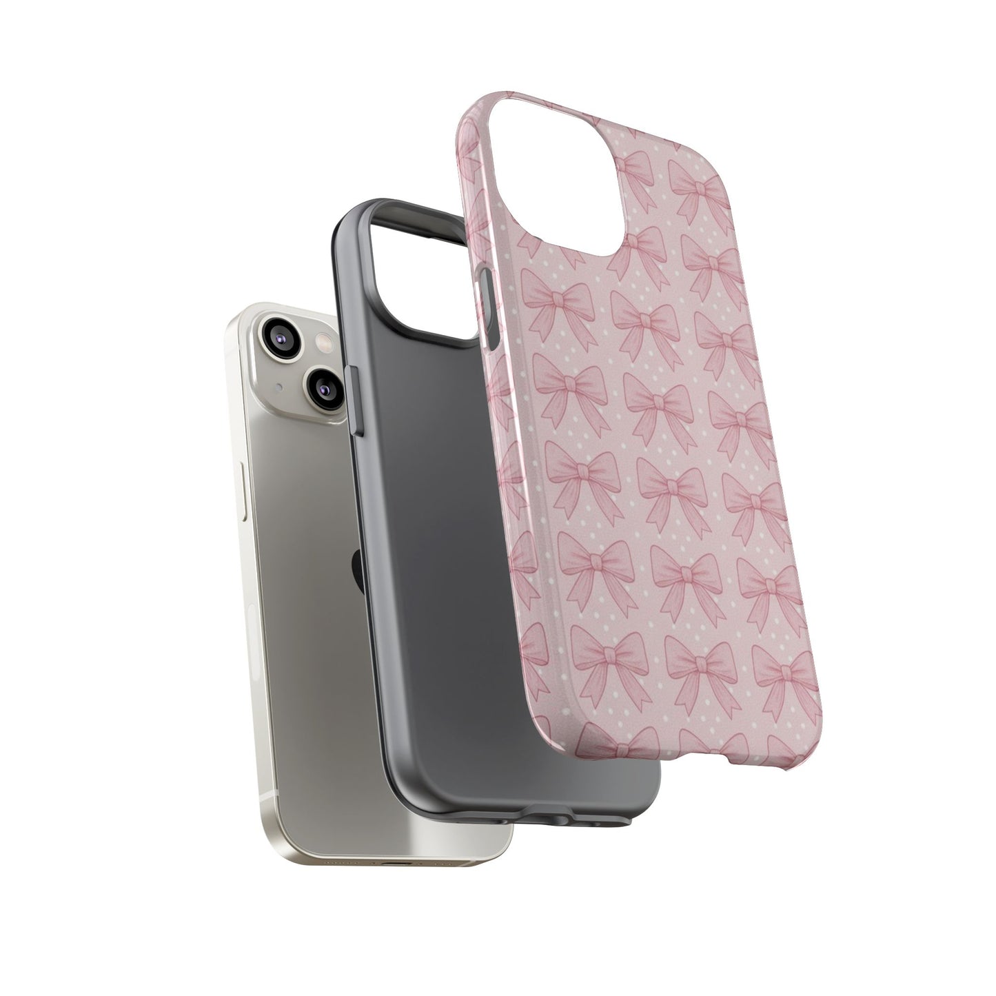 Pink Bow Pattern Phone Case – Soft Coquette Aesthetic Tough Case