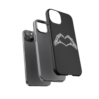 Skeleton Hands Heart Phone Case | Gothic Black Protective Cover