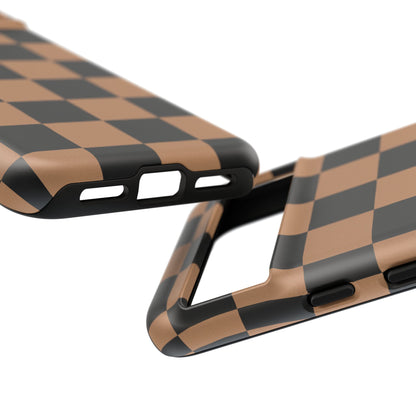 Brown Checkerboard Phone Case | Aesthetic Tough Protective Case