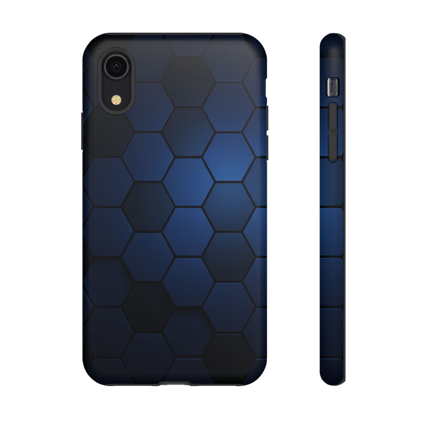 Blue Hexagon Gradient Phone Case | Modern Honeycomb Tough Protective Case